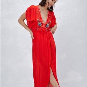 NWT Sold Out embroidered Lovestitch Red Maxi Dress